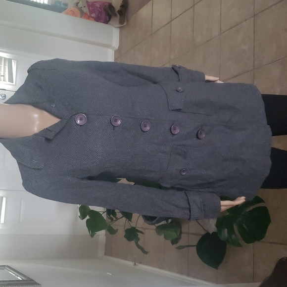 Clssic XXI s vertical stripes pocket & button details slight puff sleeve - Picture 1 of 13